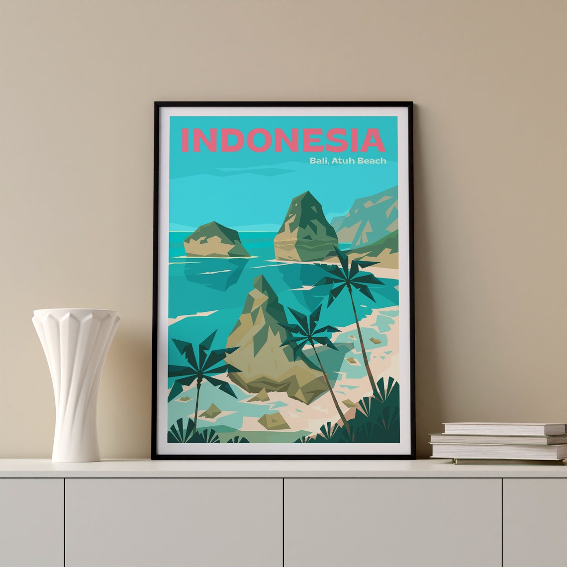 Bali Indonesia Atuh Beach Travel Poster Bali Indonesia Atuh Beach Wall Art Bali Travel Print Bali Colorful Bali Indonesia Travel Print - Image 4