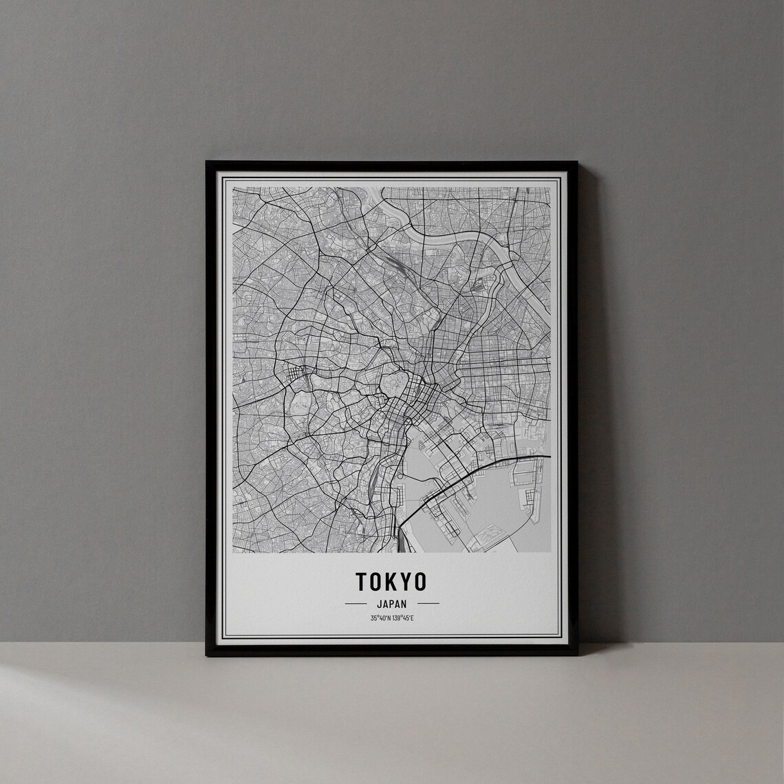 Tokyo Japan City Street Map Minimalist Black and White Poster