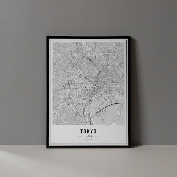 Tokyo Japan City Street Map Minimalist Black and White Poster