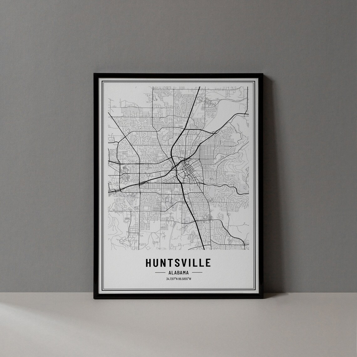 Huntsville Alabama Minimalist City Street Map Art Decor Poster