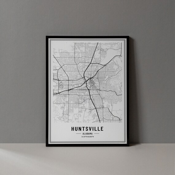 Huntsville Alabama Minimalist City Street Map Art Decor Poster