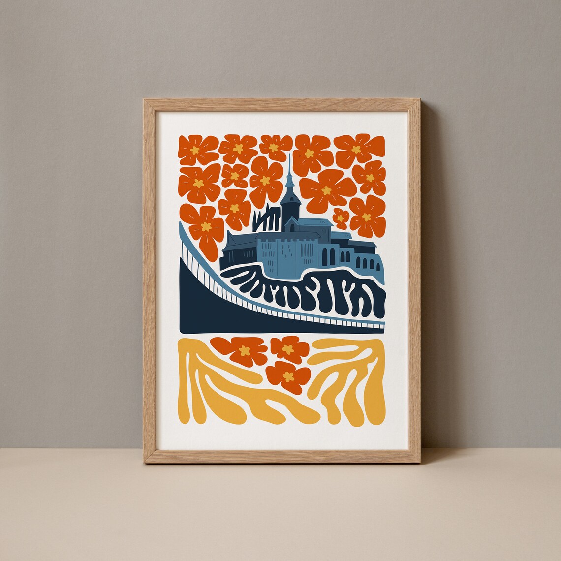 Mont Saint Michel France Abstract Floral Gallery Art Decor Poster