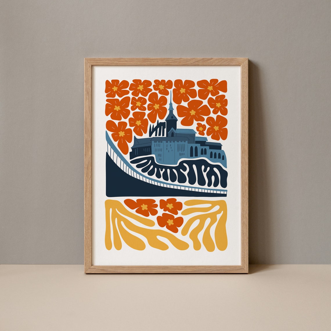 Mont Saint Michel France Poster Mont Saint Michel Print Mont Saint Michel Normandy France Travel Poster Mont Saint Michel Trendy Art