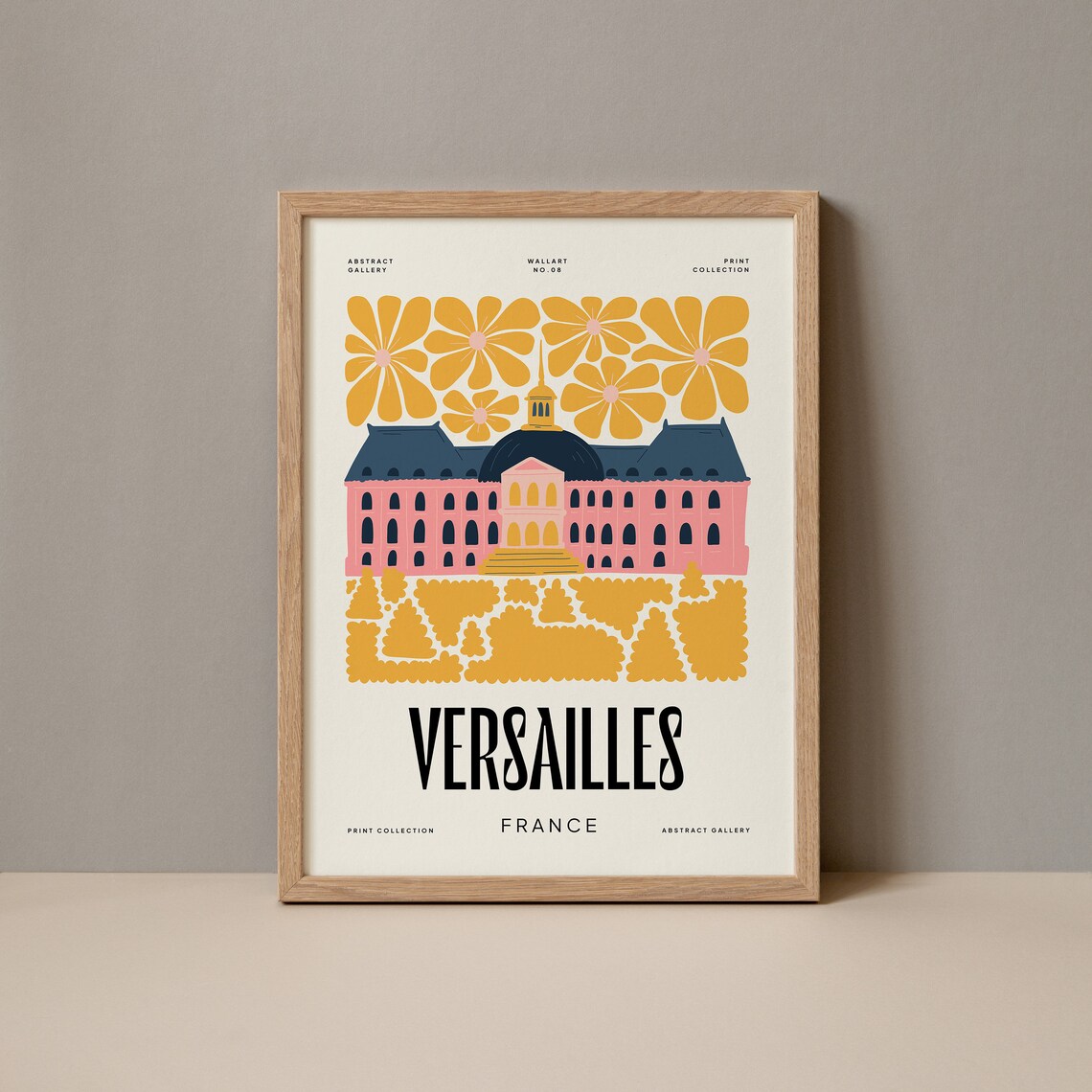 Versailles France Vintage Travel Poster, Trendy Art