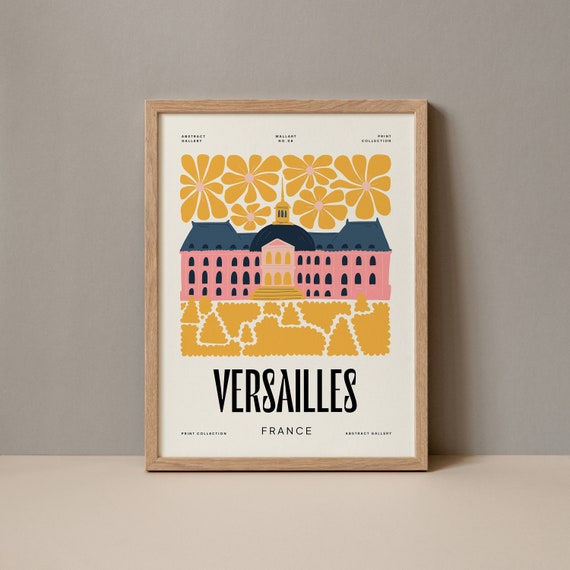 Versailles France Vintage Travel Poster, Trendy Art