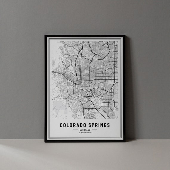 Colorado Springs Map Print, City Coordinates