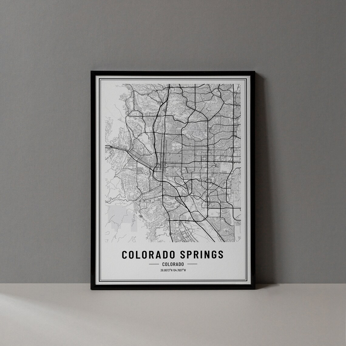 Colorado Springs Map Print, City Coordinates