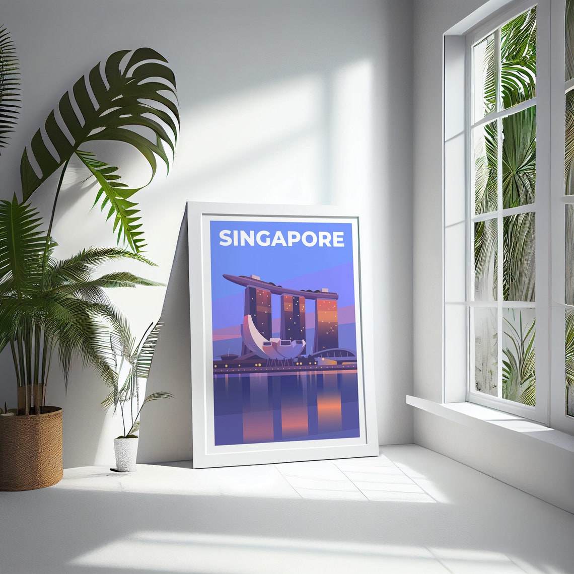 Singapore Travel Poster Singapore Gallery Wall Art Singapore Office Wall Art Singapore Travel Print Singapore Travel Gift Illustration - Image 5