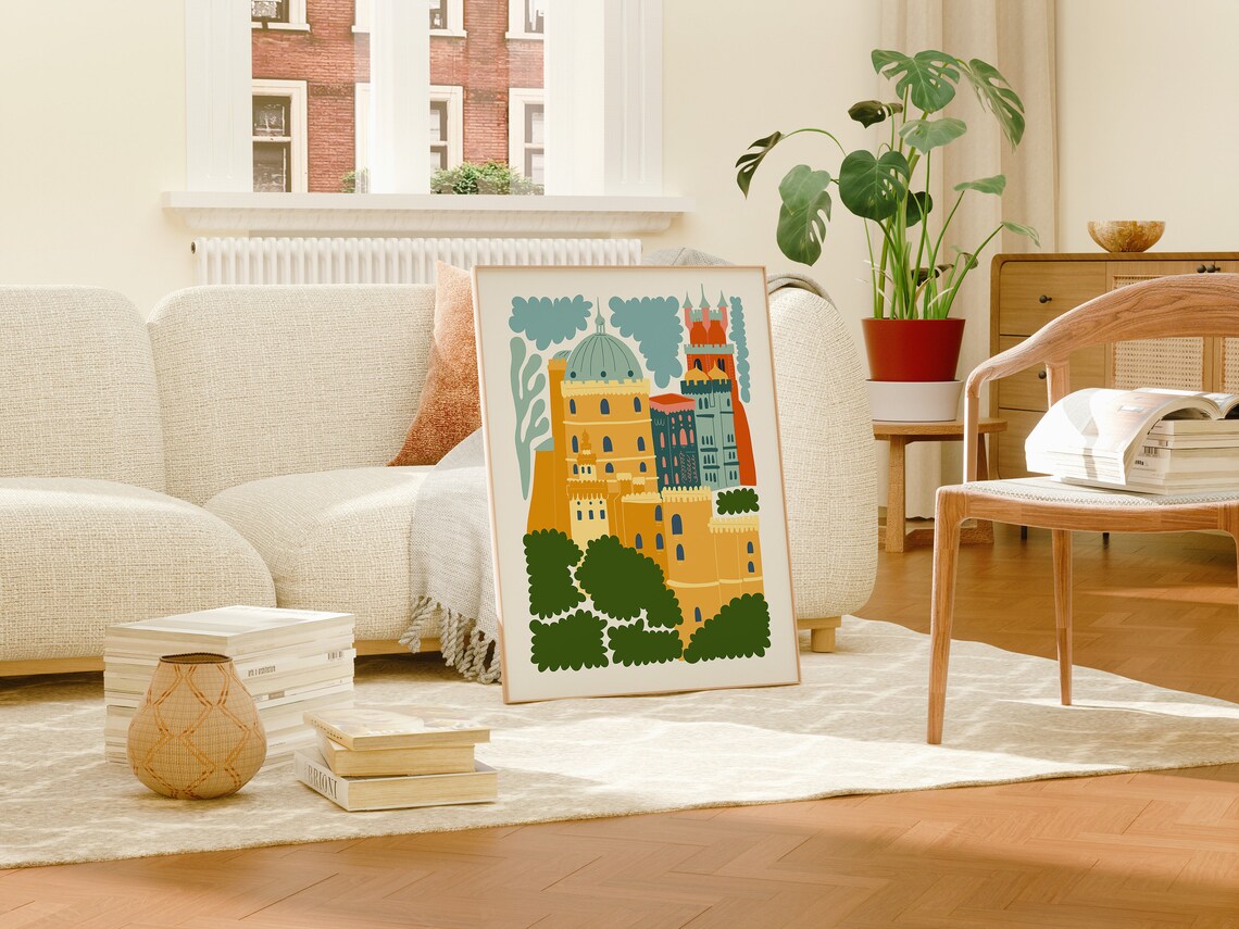 Palace of Pena Portugal Colorful Fairytale Castle Art Poster - Image 3