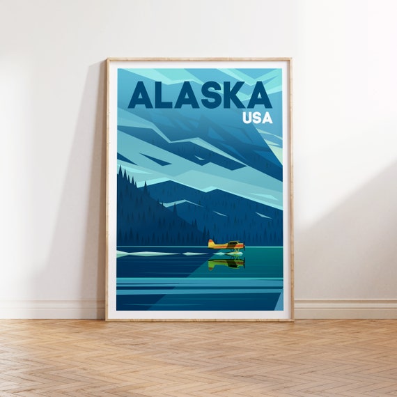Alaska Travel Poster Alaska Gallery Wall Art Alaska Dorm Wall Art Alaska Travel Print Alaska Wanderlust Poster Art
