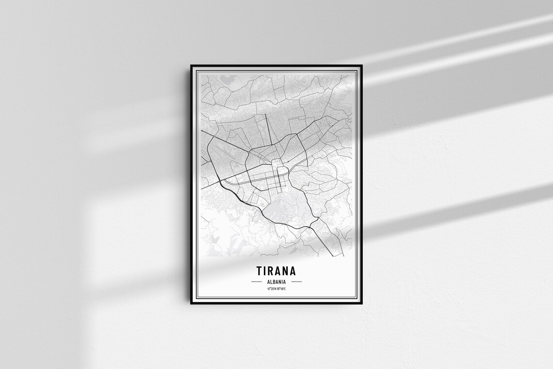 Tirana Albania Minimalist Street Map Black Line Art Poster Decor - Image 4