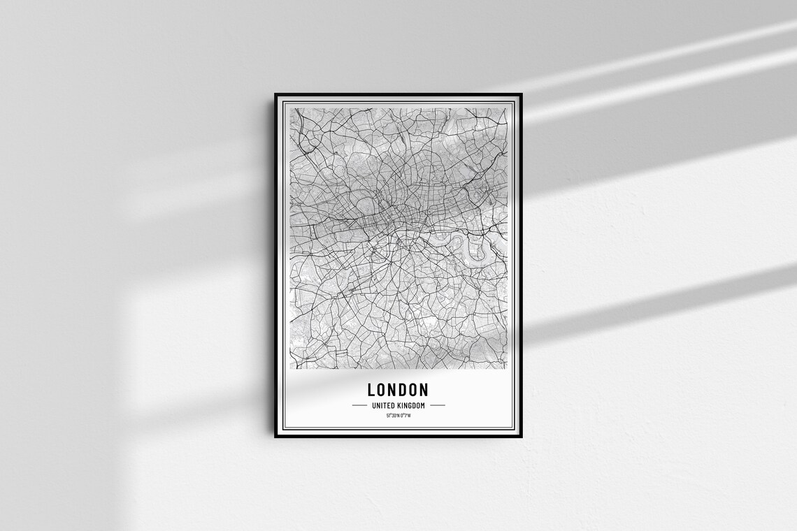 London United Kingdom Black and White Minimalist City Map Poster - Image 3