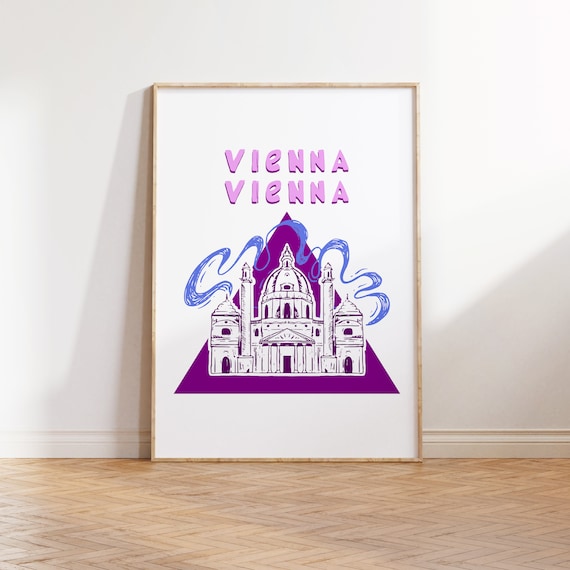 St Charles Church Vienna Austria Hand Drawn Illustration Poster