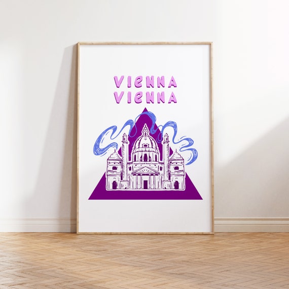 Vienna Austria Illustration Art Print Gallery Wall Art Dorm Art Office Wall Art Colorful Travel Illustration Wanderlust Poster