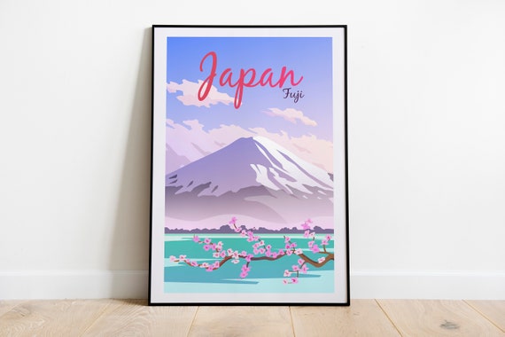 Mount Fuji Japan Travel Poster Mount Fuji Wall Art Mount Fuji Japan Travel Print Japan Wanderlust Poster Mount Fuji Travel Illustration