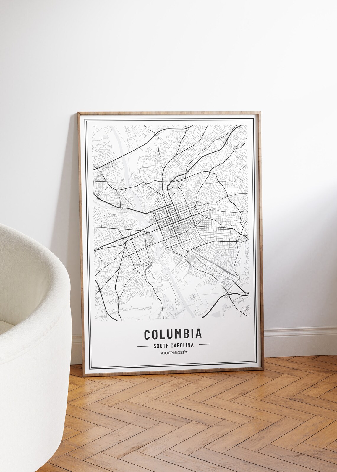 Columbia South Carolina Minimalist City Street Map Art Poster - Image 5