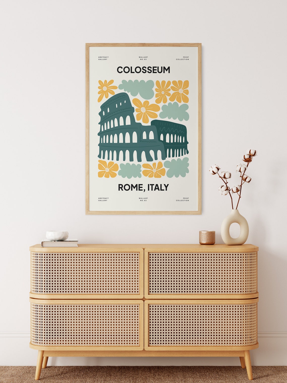 Beautiful Colosseum Rome Italy Floral Abstract Art Wall Poster - Image 3