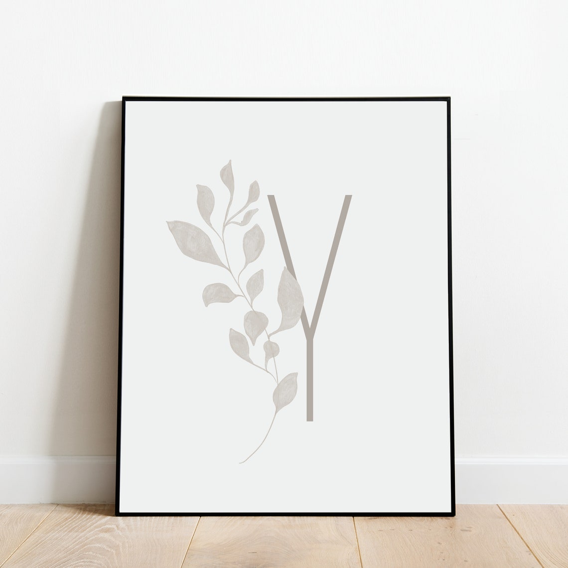 Letter Y Botanical Branch Boho Alphabet Initial Modern Wall Art - Image 5