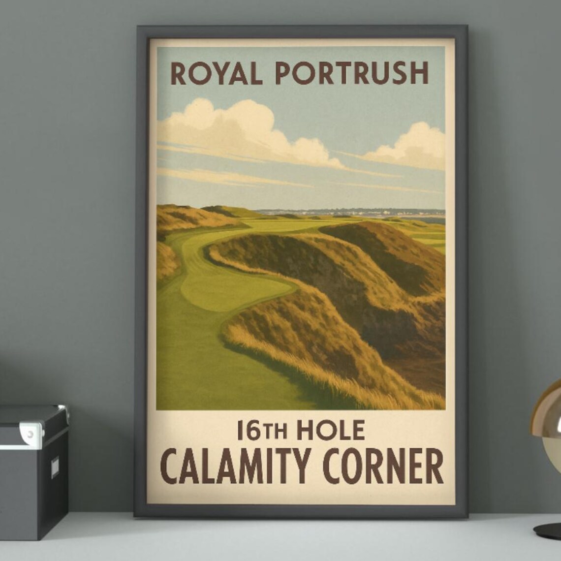 Royal Portrush 16th Hole Vintage Irish Travel Poster