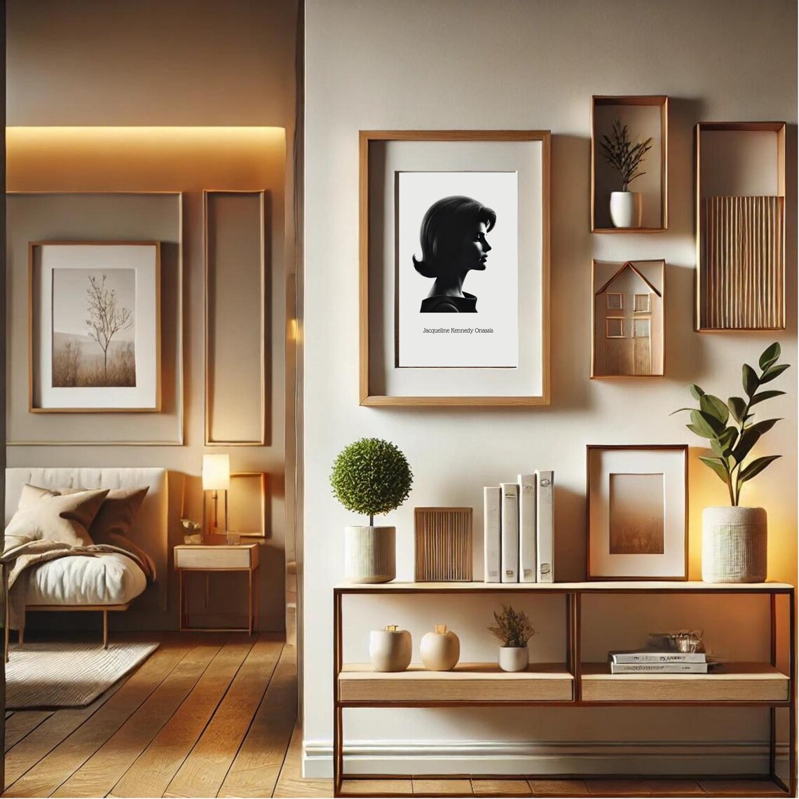 Jacqueline Kennedy Onassis Silhouette Profile Portrait Poster - Image 8