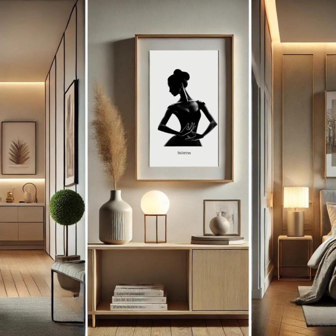 Ballerina Silhouette Graceful Black White Dancer Portrait Poster - Image 4