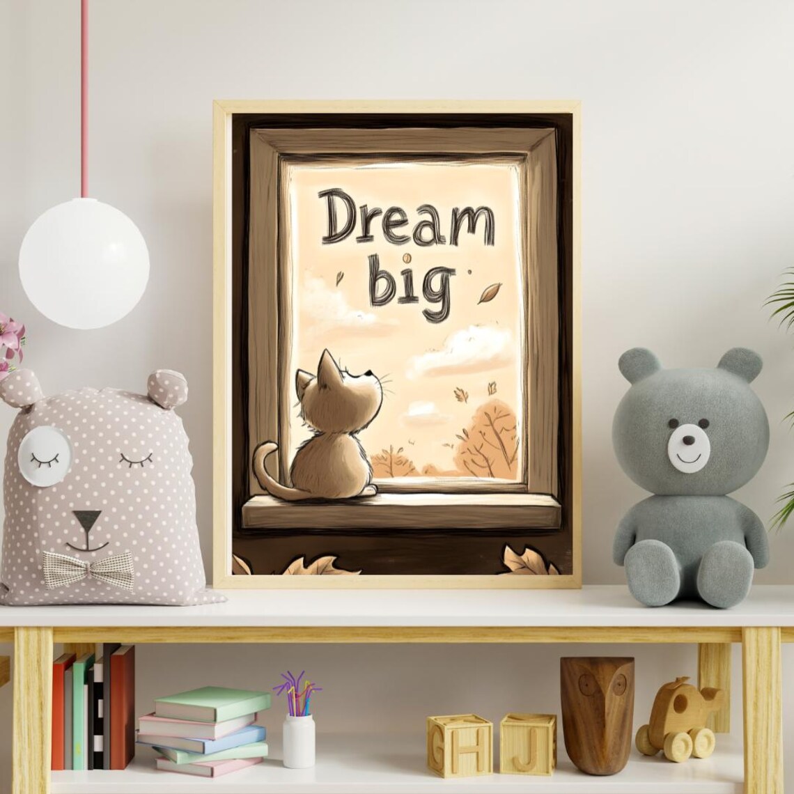 Cat Motivational Art, Dream Big Inspirational Quote - Image 2