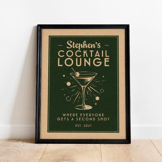 Speakeasy Cocktail Poster, Bar Cart Decor Art Print