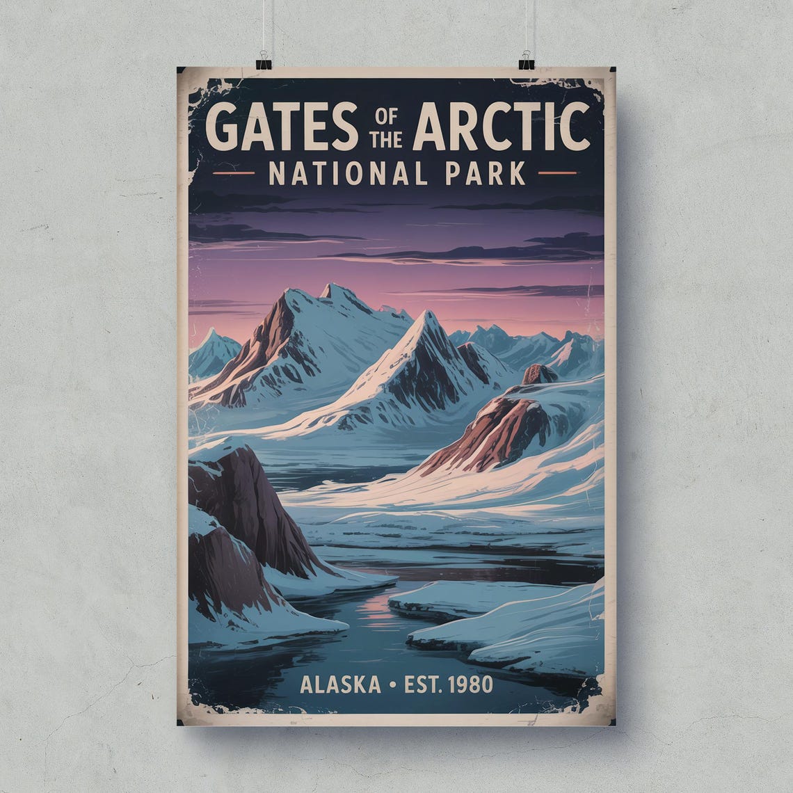 Gates Of The Arctic Alaska National Park Snowy Peaks Vintage Poster