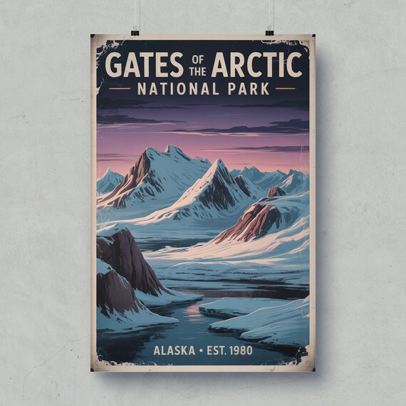 Gates Of The Arctic Alaska National Park Snowy Peaks Vintage Poster