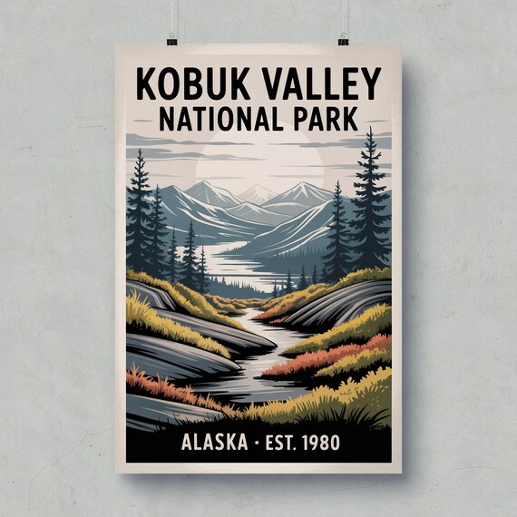 Kobuk Valley National Park Moonlit Stream Alaska Travel Poster