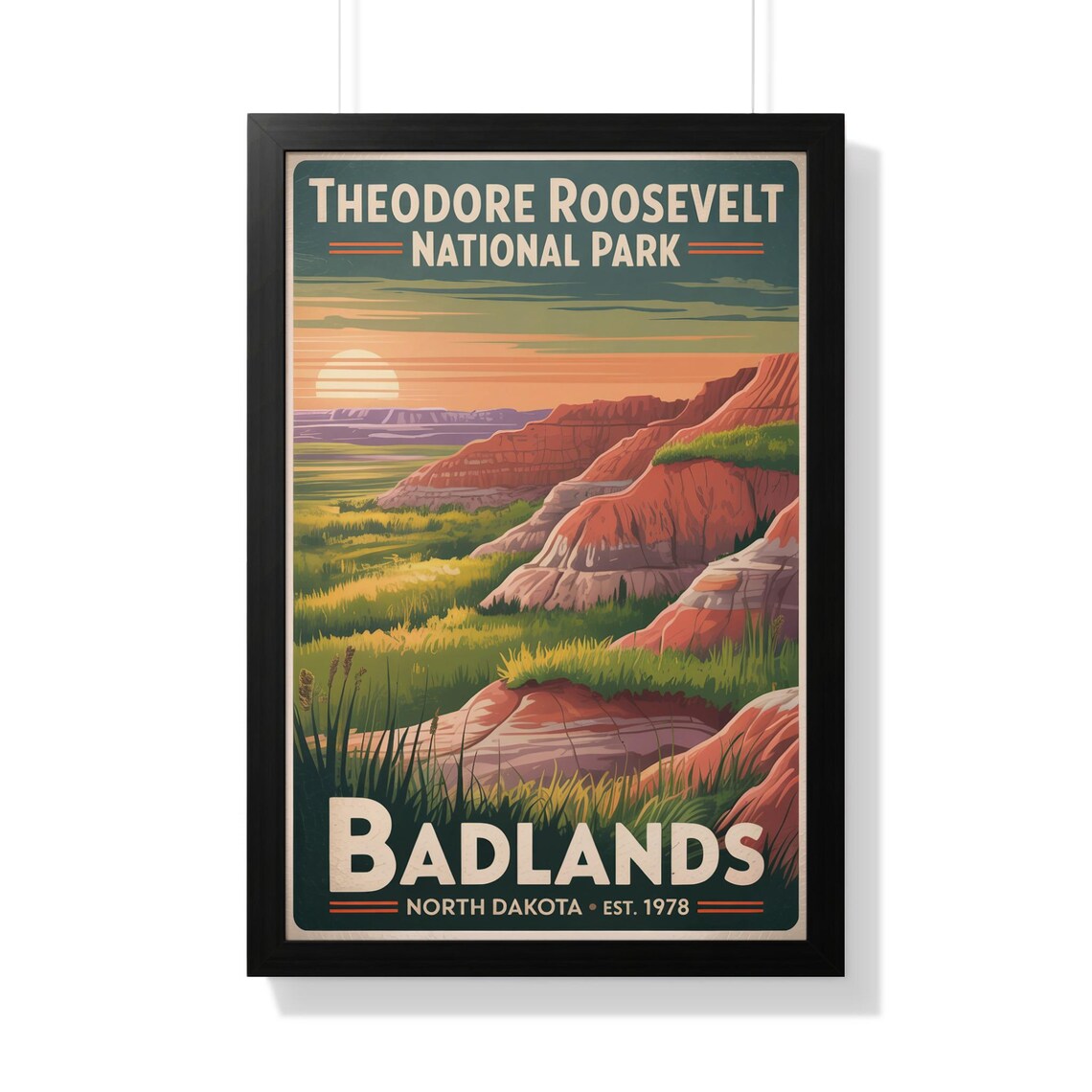 Theodore Roosevelt National Park Vintage Badlands North Dakota Poster