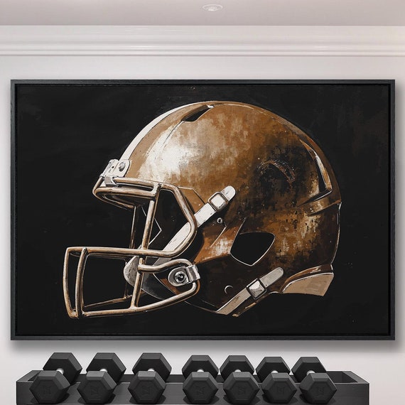 Sports Framed Canvas Art Vintage Football Helmet Painting Print Man Cave Wall Motivational Decorsporty Posterready To Hang