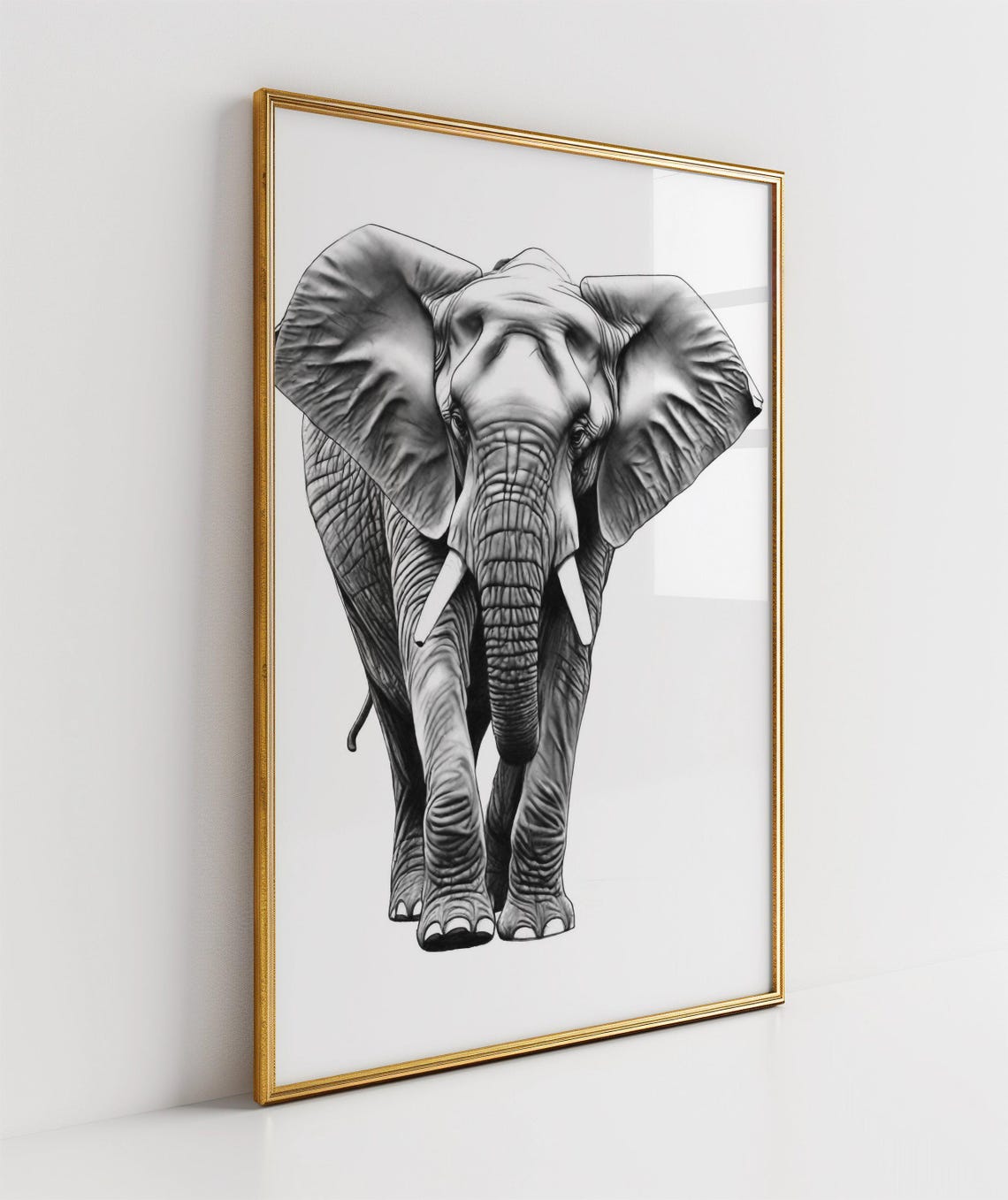 Majestic Elephant Black and White Safari Wildlife Art Poster - Image 3