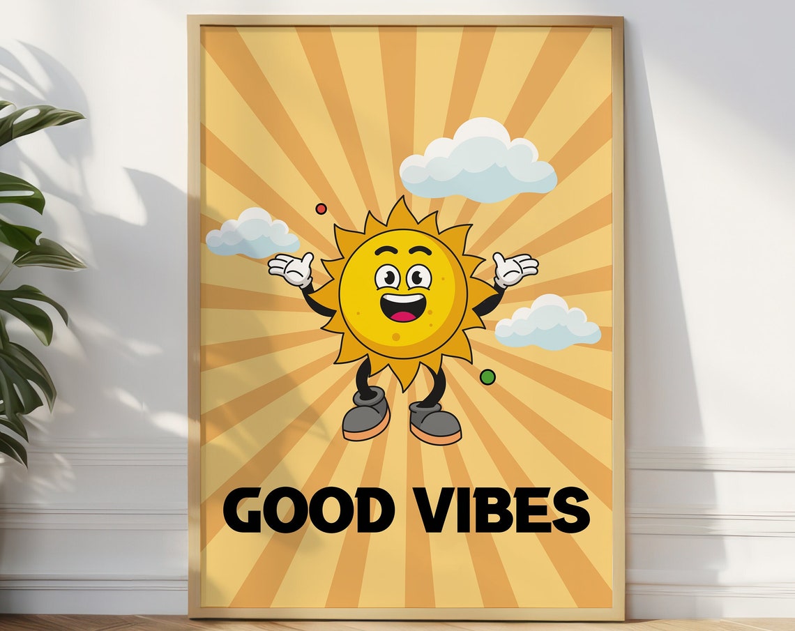 Good Vibes Poster Retro Motivation Print Home Office School Quote Poster Classroom Poster