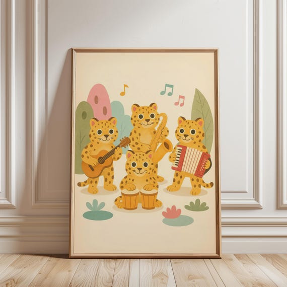 Leopard Band Musical Poster, Nursery Decor