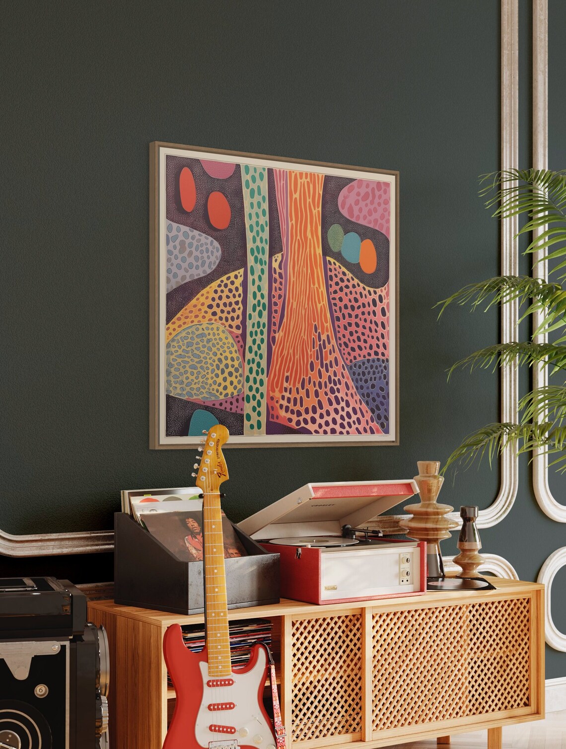Yayoi Kusama Inspired Abstract Art Print, Vintage - Image 4