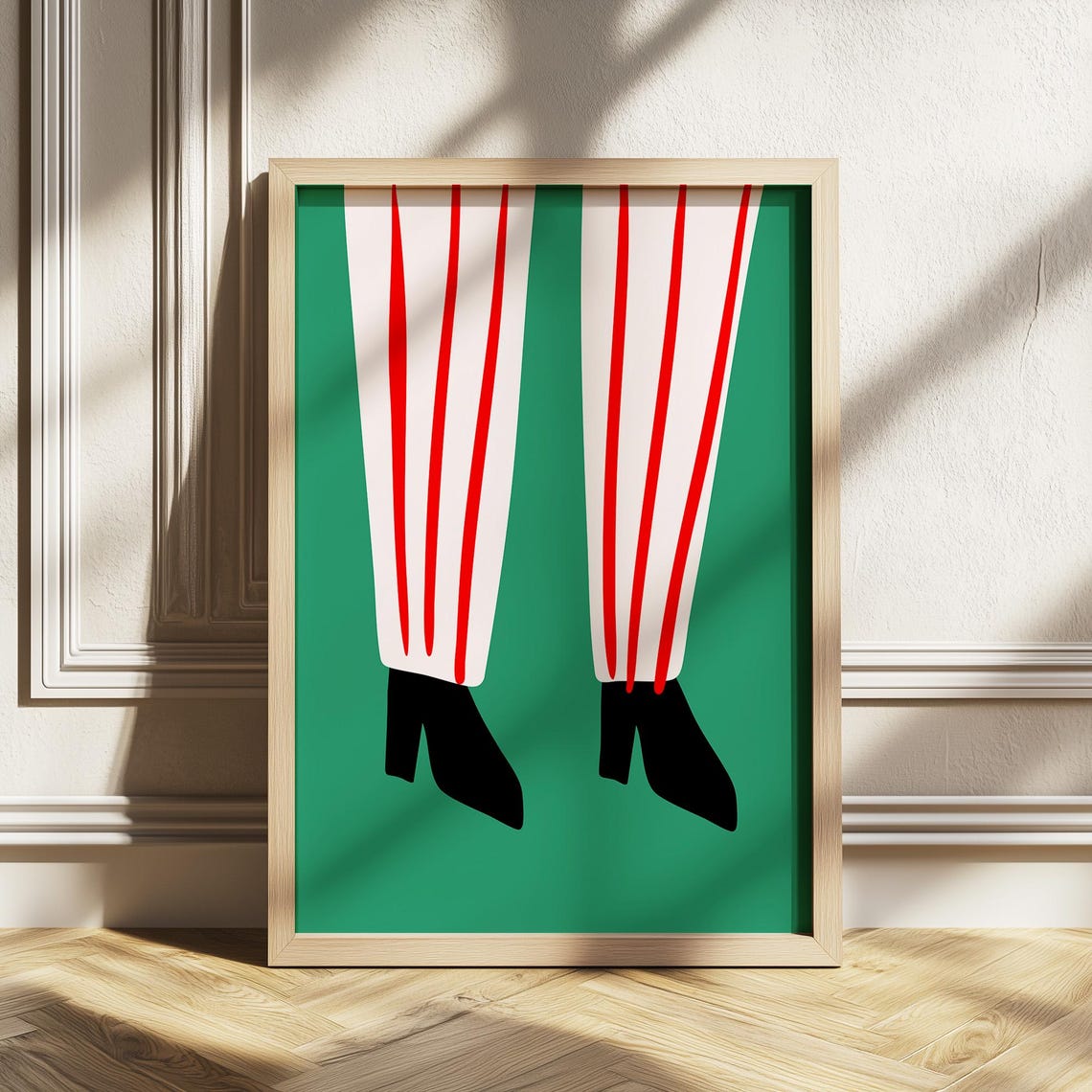 Funky Striped Legs And Shoes Bold Pop Art Fashion Statement Poster