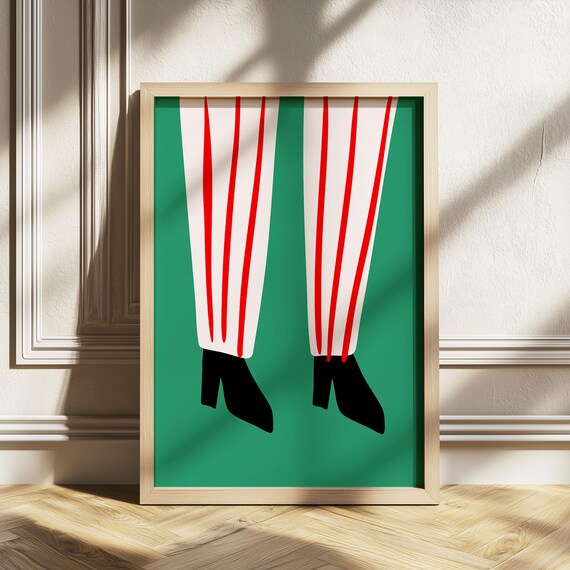 Funky Striped Legs And Shoes Bold Pop Art Fashion Statement Poster