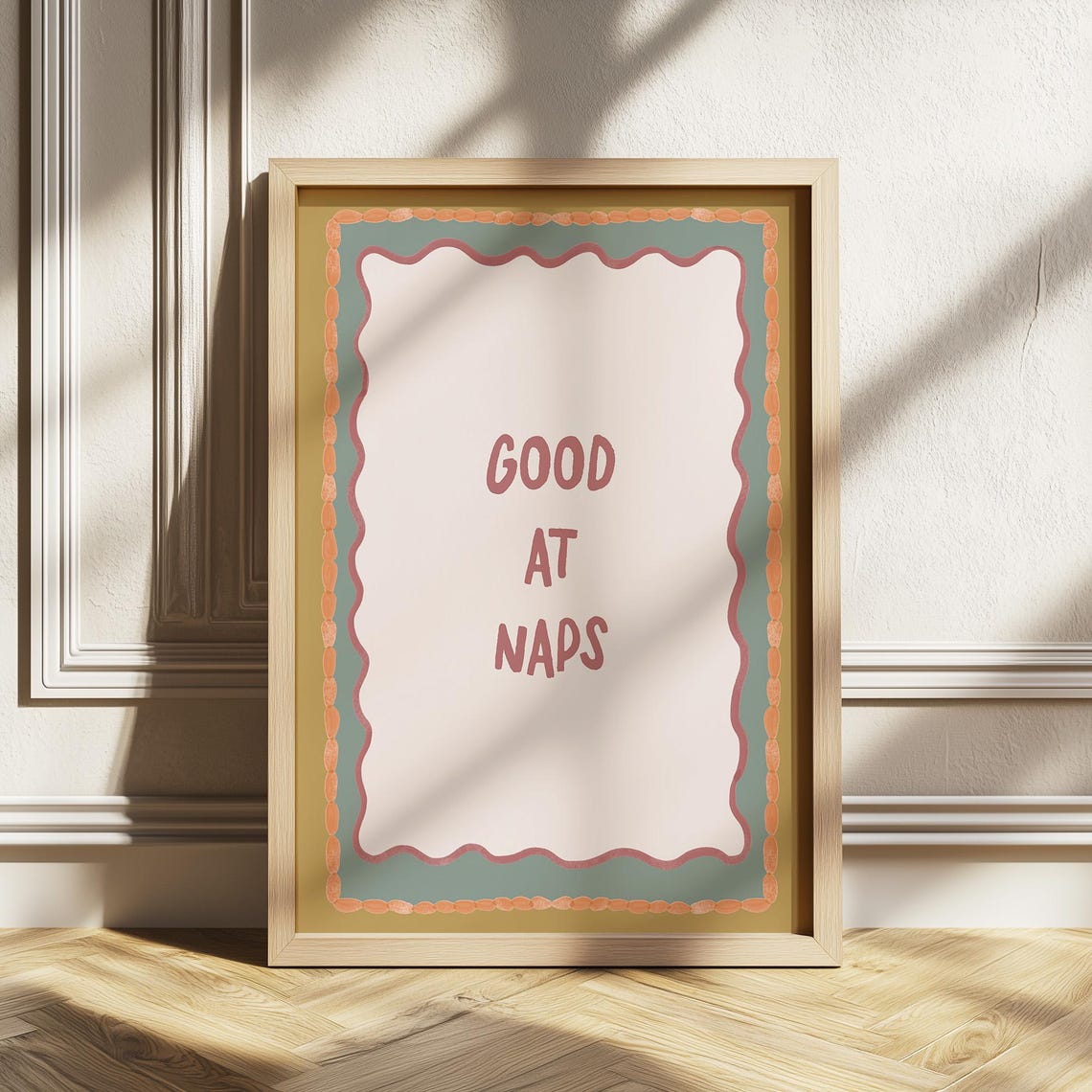 Good At Naps Sleepy Time Cozy Nursery Scalloped Quote Wall Art