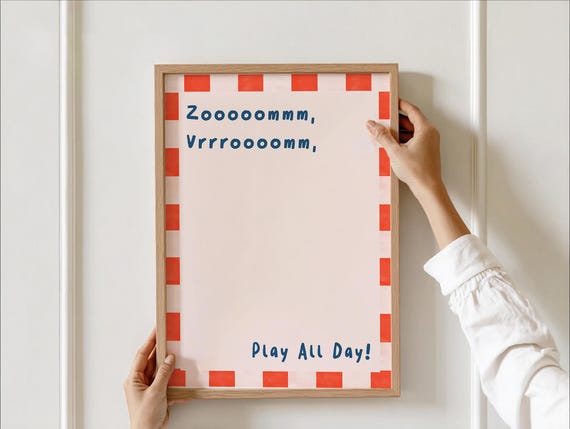 Play All Day Nursery Wall Art Typography Kids Room Poster Boys Bedroom Decor Playroom Print Funny Playful Quote