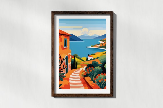 Travel Poster Colorful Print Cityscape Art Landscape Illustration Matisse Style Scenery Wall Summer Maximalist Decor Prints