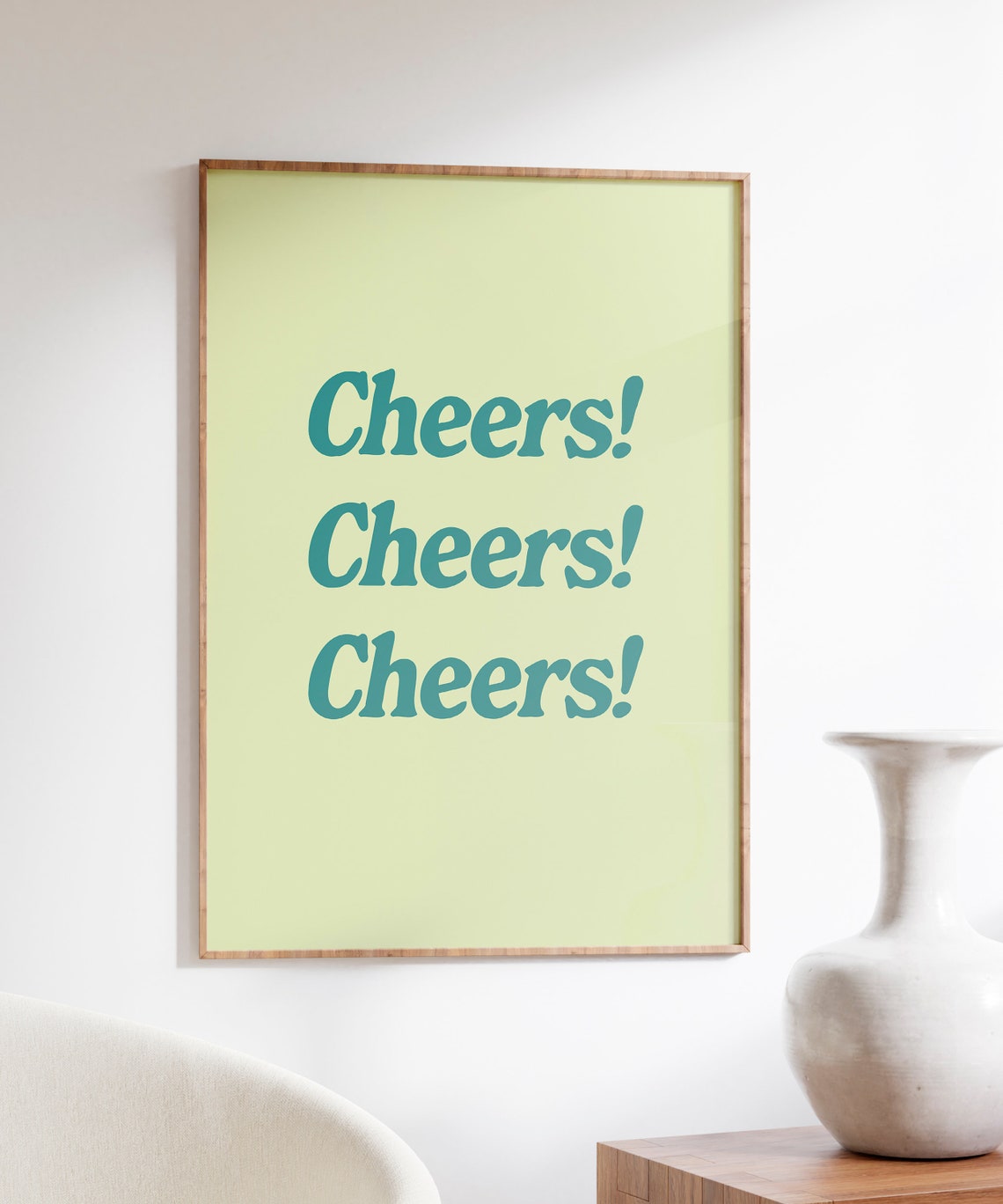 Cheers Retro Typography Teal Quote Bar Cart Fun Party Poster - Image 4