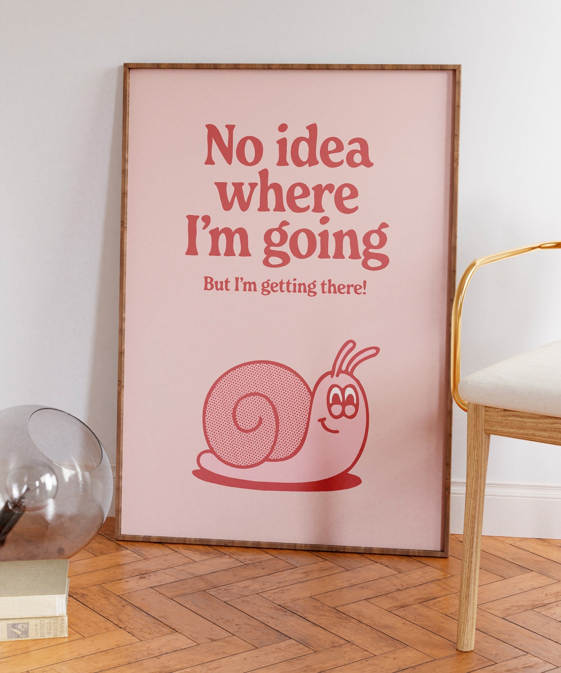 No Idea Where I Am Going Cute Snail Quote Motivational Wall Art - Image 7