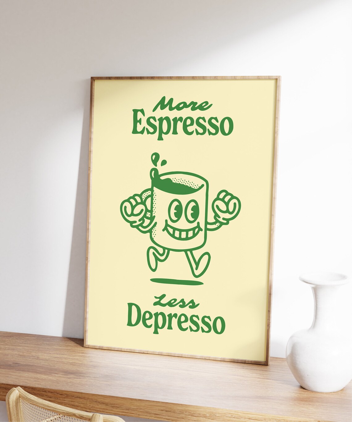 More Espresso Less Depresso Retro Coffee Quote Art - Image 7