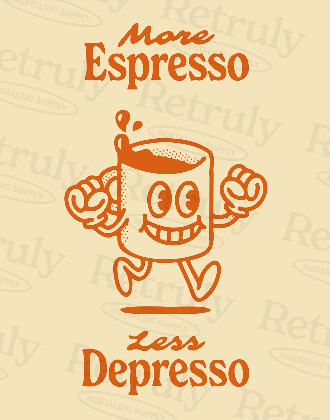 Espresso Character Retro Coffee Art Print - Image 2