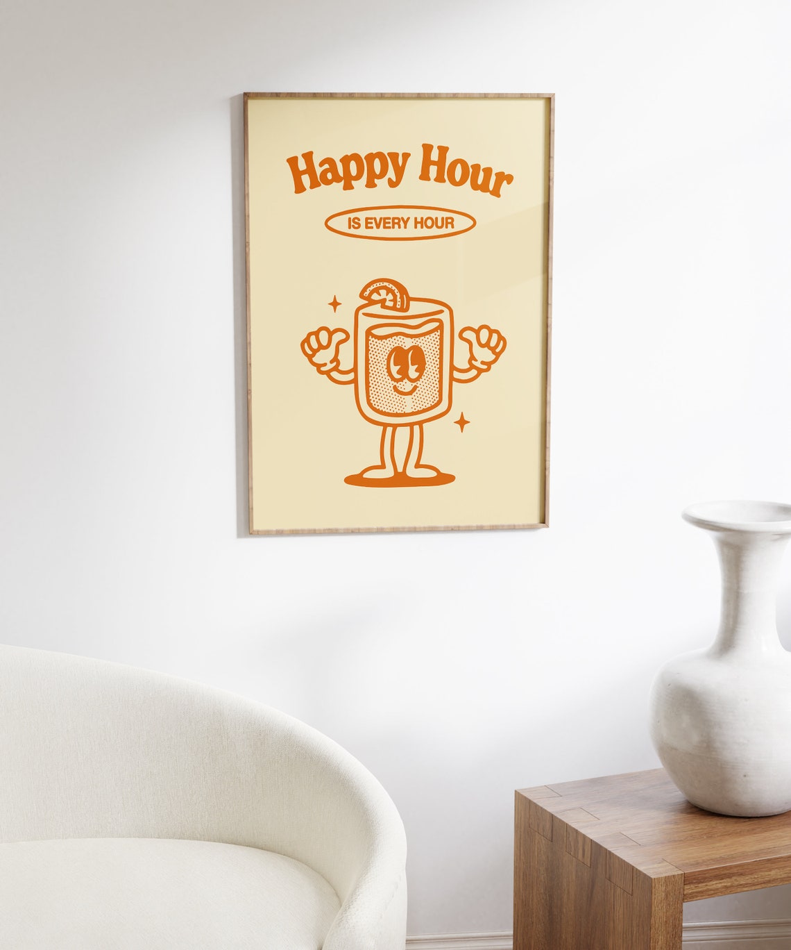 Happy Hour Is Every Hour Retro Cartoon Cocktail Bar Decor Poster - Image 6
