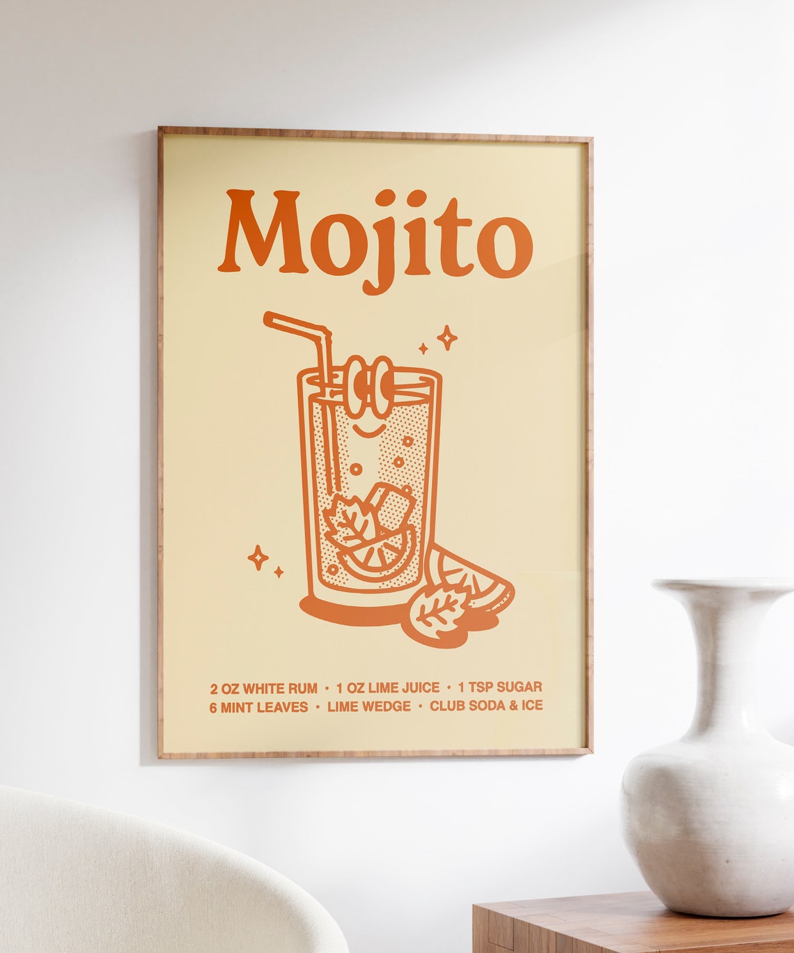 Retro Mojito Cocktail Recipe Glass Illustration Kitchen Bar Print - Image 6