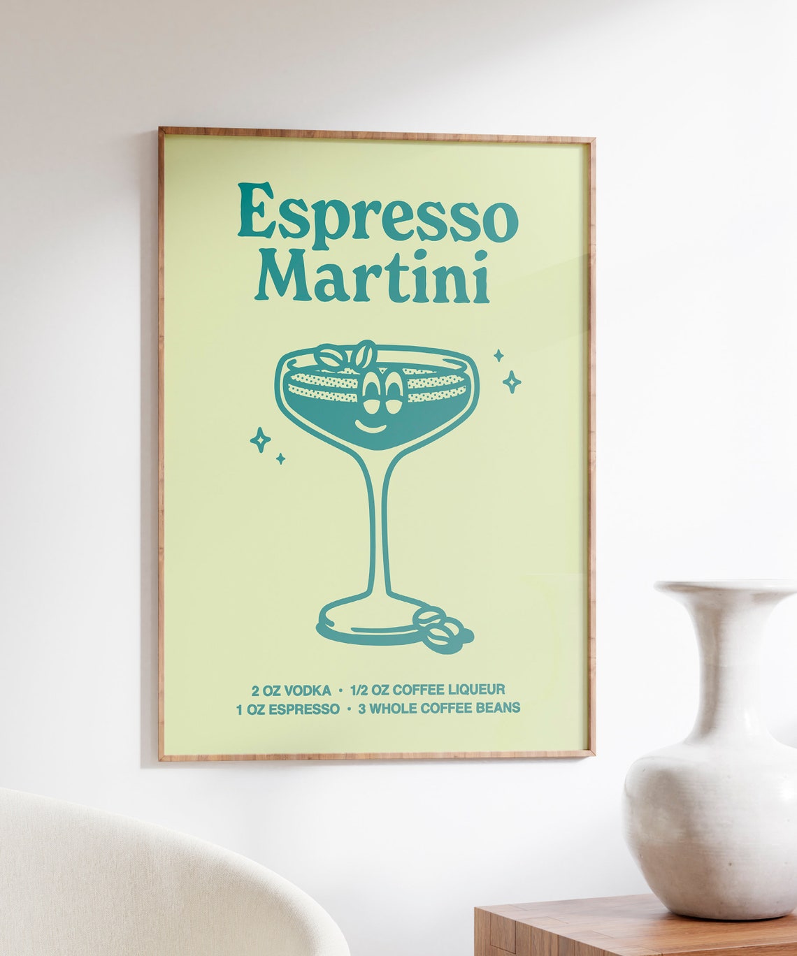 Espresso Martini Cocktail Recipe With Cute Glass Illustration Poster - Image 4
