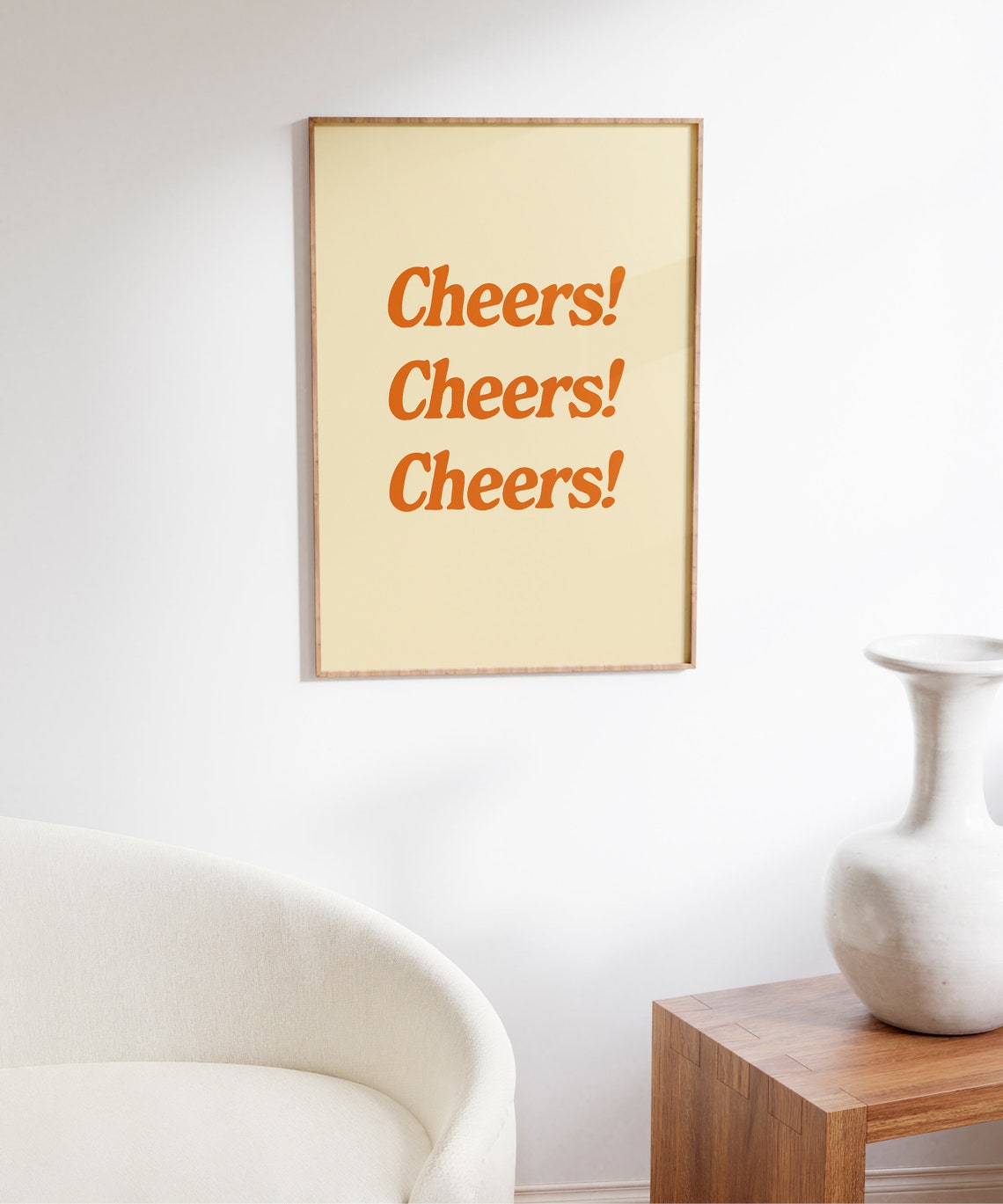 Cheers Cheers Cheers Orange Retro Typography Party Bar Poster - Image 3