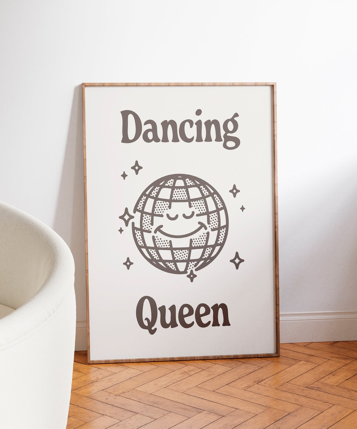 Dancing Queen Black Smiling Disco Ball Retro 70s Party Quote Poster - Image 7